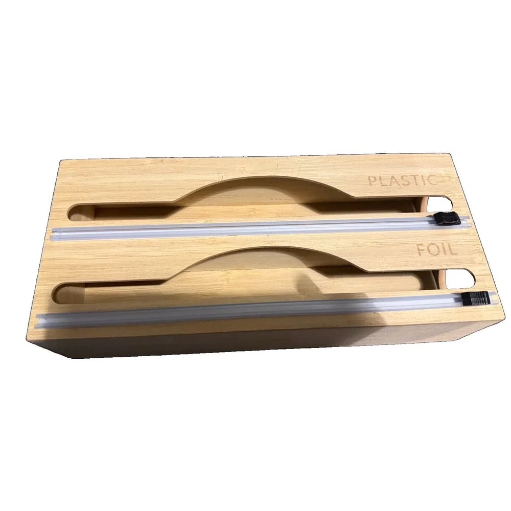 Wood Foil/Plastic Holder Wall Mountable Brown Bamboo